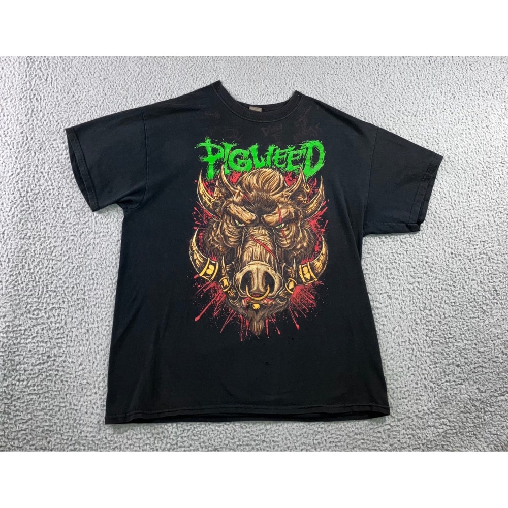 Pigweed Band T Shirt Men Large Graphic Tee‎ Heavy Metal Gildan Distressed Grunge